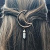 Marble Stone Charm Moon Shaped Hairpin